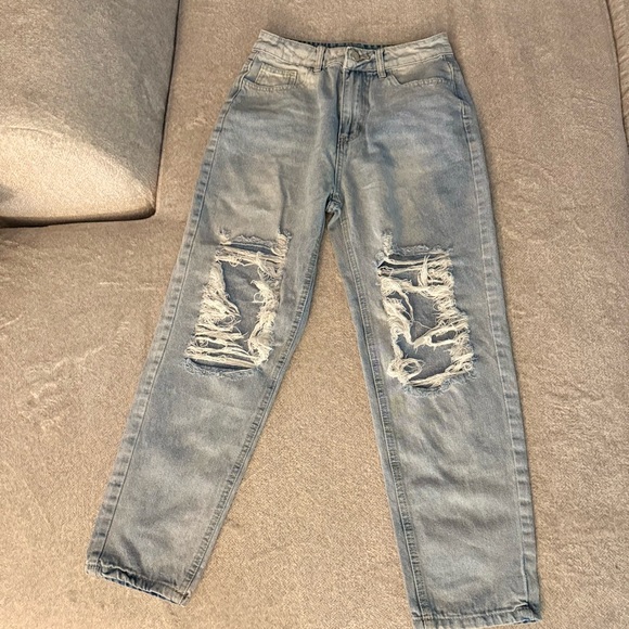 SHEIN Light Blue Distressed Boyfriend Jeans size 2 - Picture 1 of 8